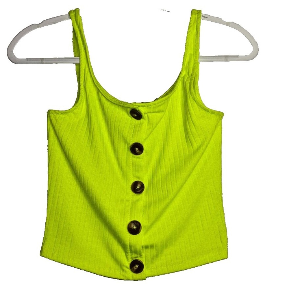 HEART & HIPS Y2K Inspo Cropped Neon‎ Yellow Top Sz M